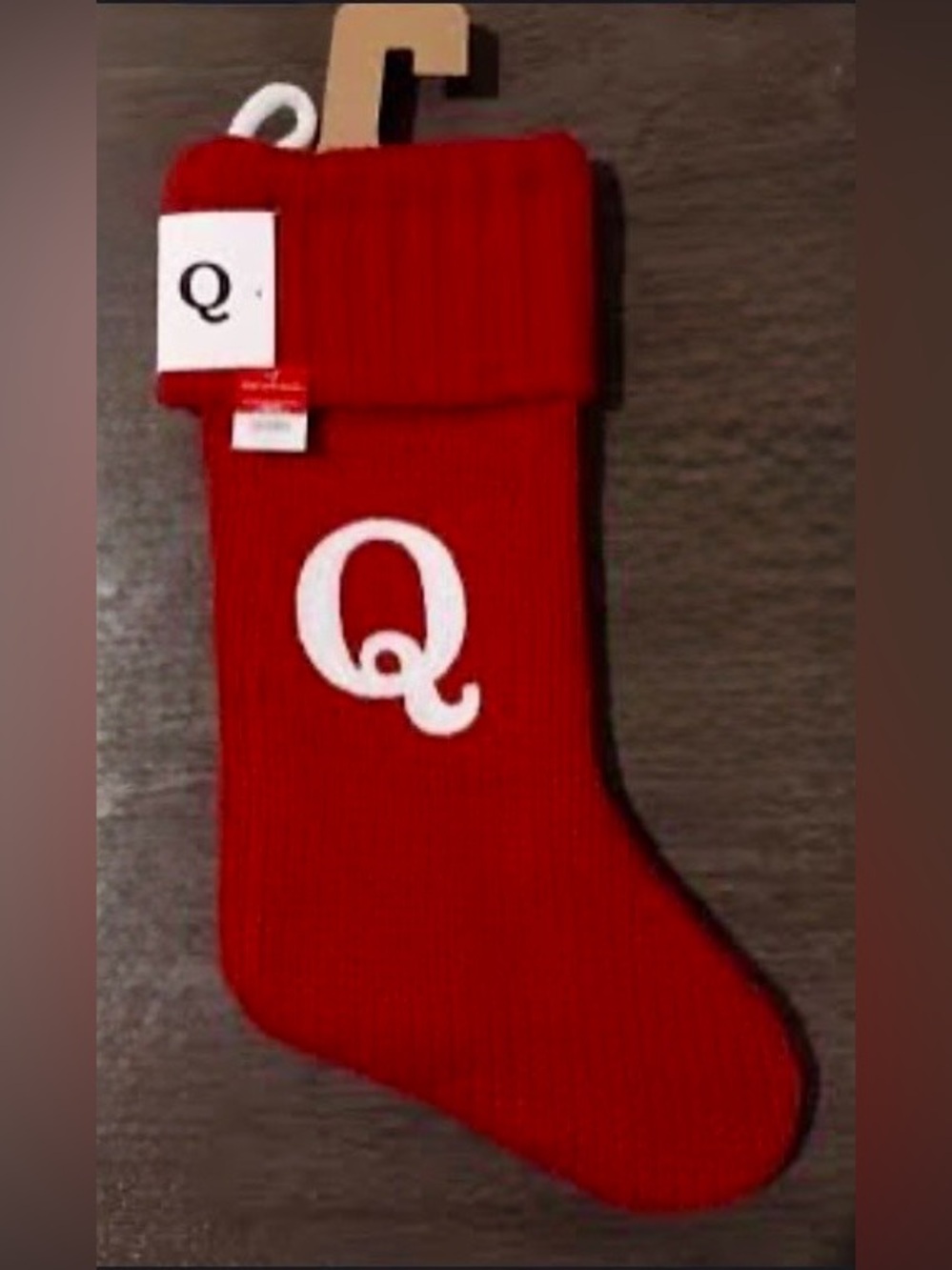 Red Monogram 'Q' stocking - Classic Holiday Style